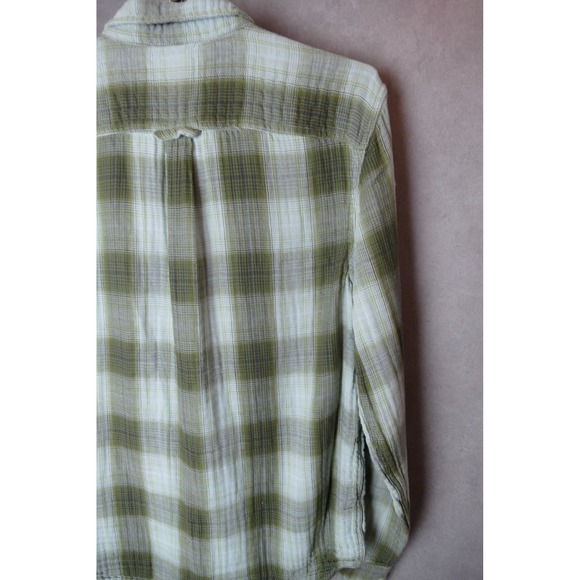 OUTERKNOWN Blanket Shirt Mens Plaid Long Sleeve Button Up Green Blue Size L - Picture 4 of 12